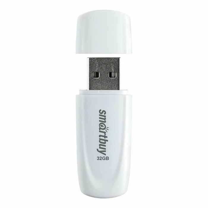 Флешка Smartbuy 032GB2SCW, 32 Гб, USB2.0, чт до 15 Мб/с, зап до 12 Мб/с, белая - фото 51566263
