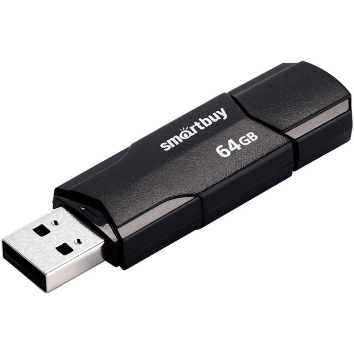 Флешка Smartbuy 64GBCLU-K, 64 Гб, USB2.0, чт до 25 Мб/с, зап до 15 Мб/с, черная - Фото 1