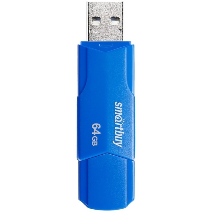 Флешка Smartbuy 64GBCLU-BU, 64 Гб, USB2.0, чт до 25 Мб/с, зап до 15 Мб/с, синяя