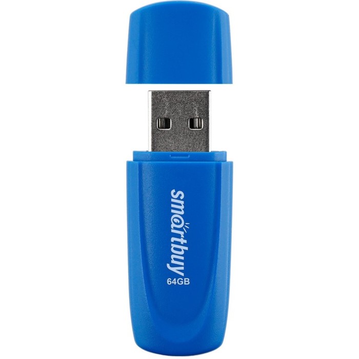 Флешка Smartbuy 064GB2SCB, 64 Гб, USB2.0, чт до 15 Мб/с, зап до 12 Мб/с, синяя - фото 51566299