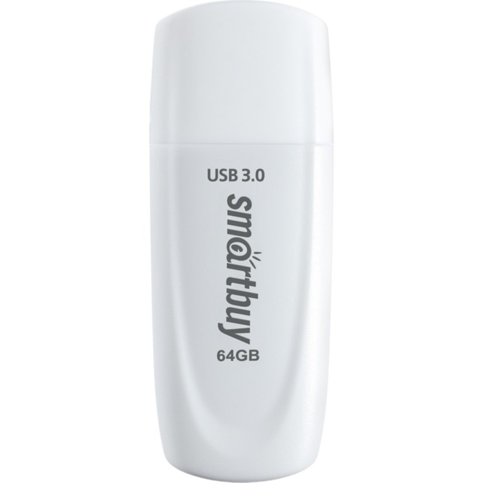 Флешка Smartbuy 064GB3SCW, 64 Гб, USB3.0, чт до 100 Мб/с, зап до 40 Мб/с, белая - фото 51566323