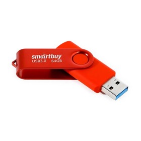 Флешка Smartbuy 064GB3TWR, 64 Гб, USB3.0, чт до 70 Мб/с, зап до 40 Мб/с, красная 10532412