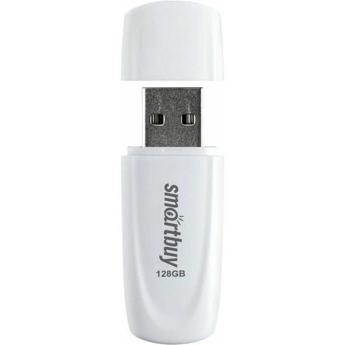 Флешка Smartbuy 128GB2SCW, 128 Гб, USB2.0, чт до 15 Мб/с, зап до 12 Мб/с, белая