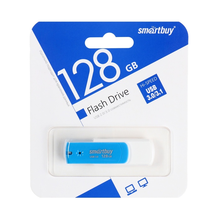 Флешка Smartbuy 128GBDB-3, 128 Гб, USB3.0, чт до 75 Мб/с, зап до 15 Мб/с, синяя - фото 51566338