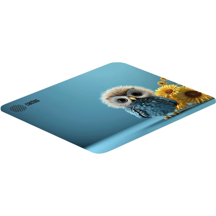 Коврик для компьютерной мыши   Cactus Owl blue, игровой, 220*180*2 мм, рис. "синяя сова" - фото 51566369