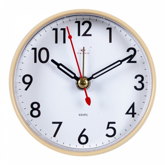 Часы - будильник настольные "Классика", дискретный ход, 8 х 8 см, бежевый - Фото 1