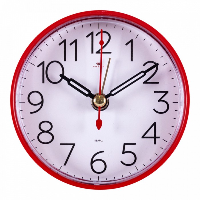 Часы - будильник настольные "Классика", дискретный ход, 8 х 8 см, красный - Фото 1