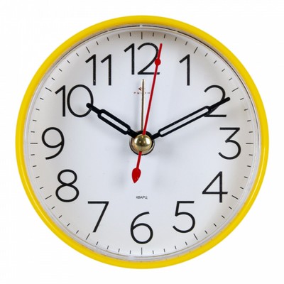 Часы - будильник настольные "Классика", дискретный ход, 8 х 8 см, жёлтый