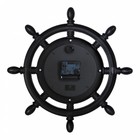Часы настенные интерьерные "Штурвал. Карта" d-15 см, бесшумные, чёрные с бронзой - фото 24165088