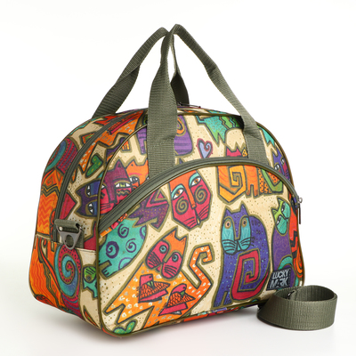 Сумка дорожная на молнии, наружный карман, держатель для чемодана, длинный ремень, бежевая, оранжевая