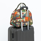 Сумка дорожная на молнии, наружный карман, держатель для чемодана, длинный ремень, цвет бежевый/разноцветный - Фото 4