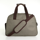 Сумка дорожная на молнии, наружный карман, длинный ремень, цвет бежевый/коричневый - Фото 2