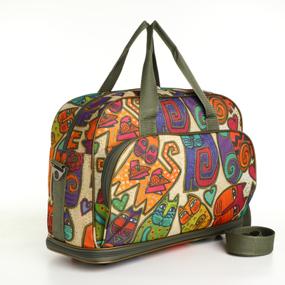 Сумка дорожная на молнии, с увеличением, наружный карман, держатель для чемодана, длинный ремень, бежевая, оранжевая