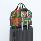 Сумка дорожная на молнии, с увеличением, наружный карман, держатель для чемодана, длинный ремень, цвет бежевый/разноцветный - Фото 5