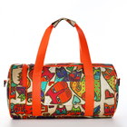 Сумка спортивная на молнии, 2 наружных кармана, длинный ремень, цвет бежевый/разноцветный - фото 24324432