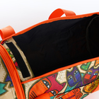 Сумка спортивная на молнии, 2 наружных кармана, длинный ремень, цвет бежевый/разноцветный - фото 24324433