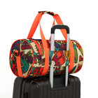 Сумка спортивная на молнии, 2 наружных кармана, длинный ремень, цвет бежевый/разноцветный - фото 24324434