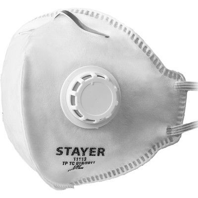 Полумаска фильтрующая STAYER FV-80 11113_z01, плоская, с клапаном выдоха, FFP1