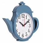 Часы настенные интерьерные, для кухни, бесшумные, "Чайник" 29 х 34 см, синие - фото 24165289
