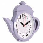 Часы настенные интерьерные, для кухни, бесшумные, "Чайник" 29 х 34 см, сиреневые - фото 24165294