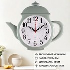Часы настенные интерьерные, для кухни, бесшумные, "Чайник" 29 х 34 см, оливковые - фото 321616516