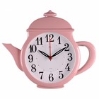 Часы настенные интерьерные, для кухни, бесшумные, "Чайник" 29 х 34 см, розовые - фото 24165303
