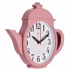 Часы настенные интерьерные, для кухни, бесшумные, "Чайник" 29 х 34 см, розовые - фото 24165304