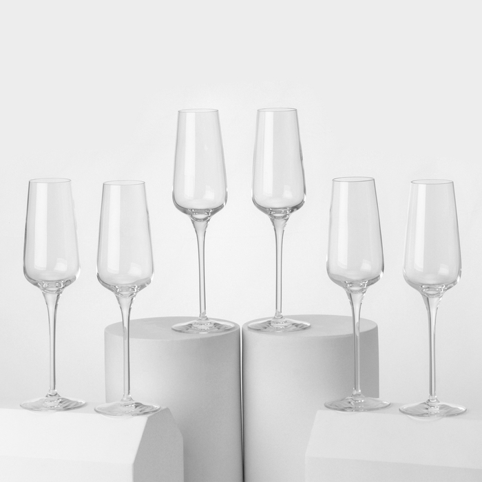 Набор стеклянных фужеров для шампанского SUBLUM, 210 мл, 6 шт