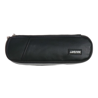 Пенал школьный deVENTE Private, 1 отделение, 60×220×40 мм, объёмный, искусственная кожа, внутренний и внешний карман, чёрный
