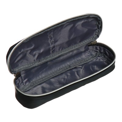 Пенал школьный deVENTE Private, 1 отделение, 60×220×40 мм, объёмный, искусственная кожа, внутренний и внешний карман, чёрный