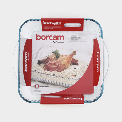 Форма для выпечки и запекания квадратная Paşabahçe, 3,2 л, 28×28×6 см, жаропрочное стекло, прозрачная
