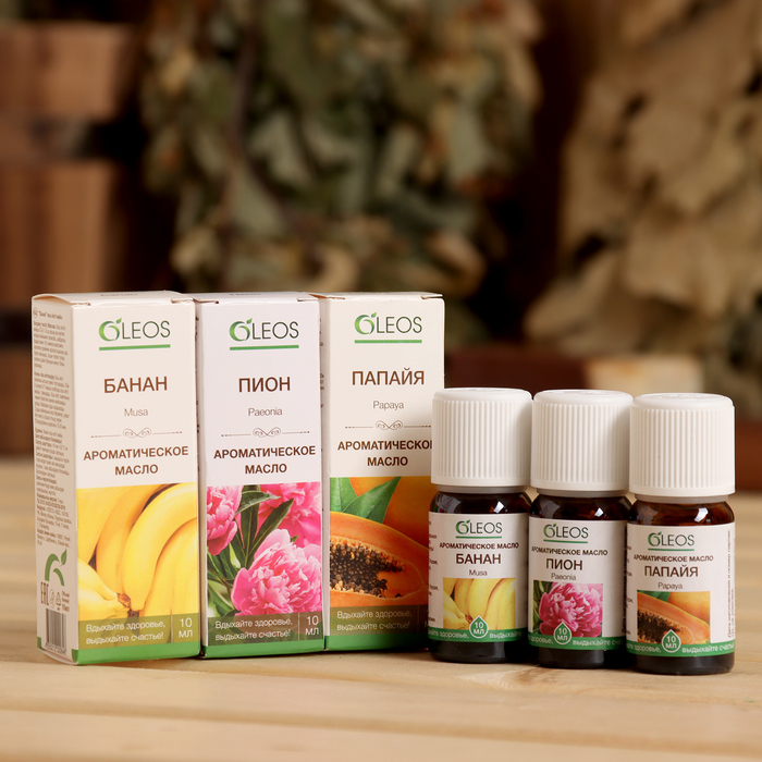 Ароматическое масло "Пион, Папайя, Банан", набор 3 шт по 10 мл Oleos - Фото 1