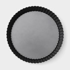 УЦЕНКА Форма для выпечки Доляна «Жаклин. Рифлёный круг», 24×5 см, съёмное дно, антипригарное покрытие, цвет чёрный - Фото 3