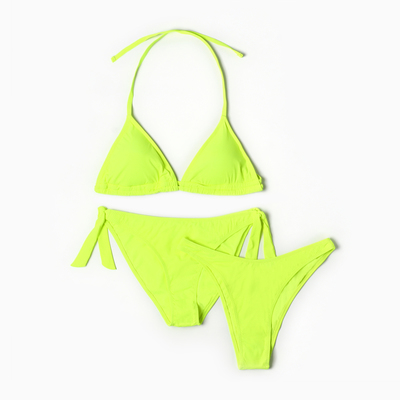 Купальник раздельный женский тройка с двумя видами плавок, салатовый, размер 44 (48)