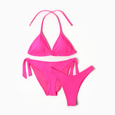 Купальник раздельный женский тройка с двумя видами плавок, фуксия, размер 38 (42)