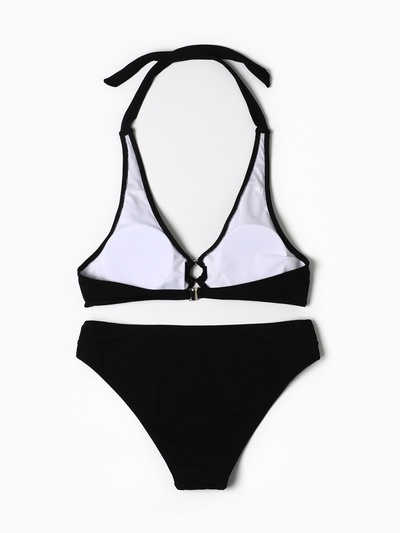 Купальник раздельный с кольцом женский, чёрный, размер 38