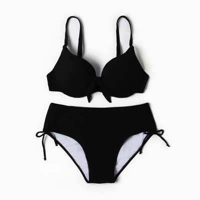 Купальник раздельный бельевой на завязках женский, чёрный, размер 58