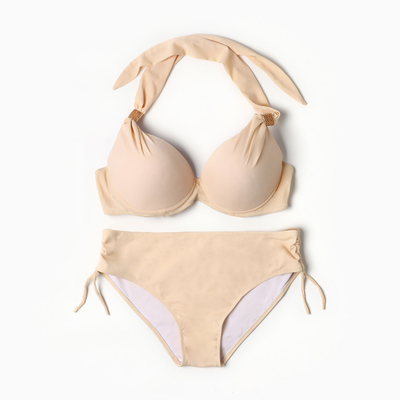 Купальник раздельный бельевой на завязках женский, цвет кремовый, размер 60