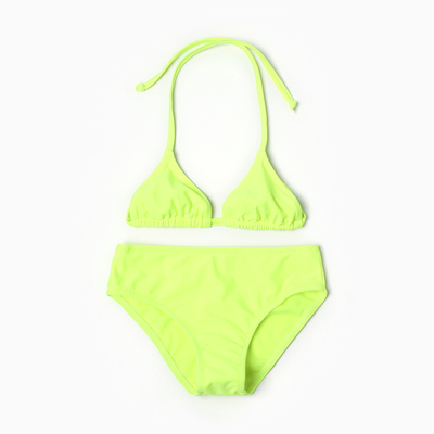 Купальник с парео для девочки раздельный, цвет салатовый, рост 116-122 см