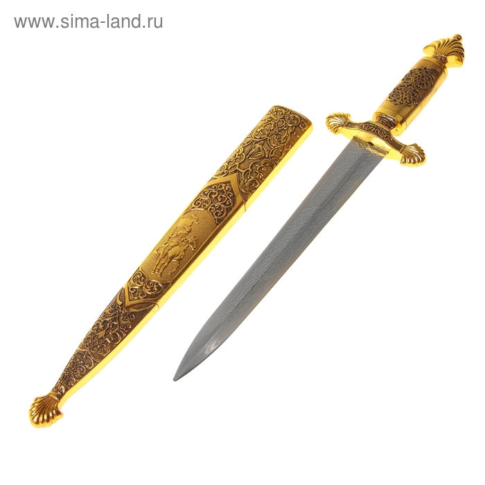 Кортик, резные ножны с всадником, чернёное золото, 41 см - Фото 1