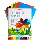 Картон цветной А4, 10 листов, 10 цветов, глянцевый в папке, ErichKrause, набор для детского творчества - фото 301802570
