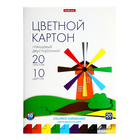 Картон цветной А4, 20 листов, 10 цветов, глянцевый в папке, ErichKrause, набор для детского творчества - Фото 2