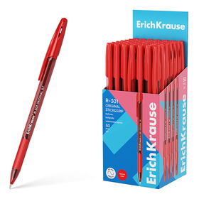 Ручка шариковая, ErichKrause, R-301 Stick&Grip Original узел 1.0 мм, красная