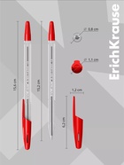 Ручка шариковая ErichKrause. R-301 Stick&Grip Original, красный стержень, узел 1 мм, резиновый упор - Фото 4