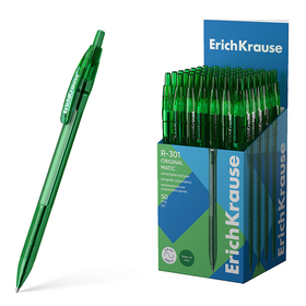 Ручка шариковая автоматическая, ErichKrause, R-301 Matic Original узел 1.0 мм, зеленая