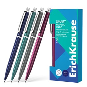 Ручка шариковая автоматическая, ErichKrause, Smart Matic Metallic узел 0.7 мм, синяя