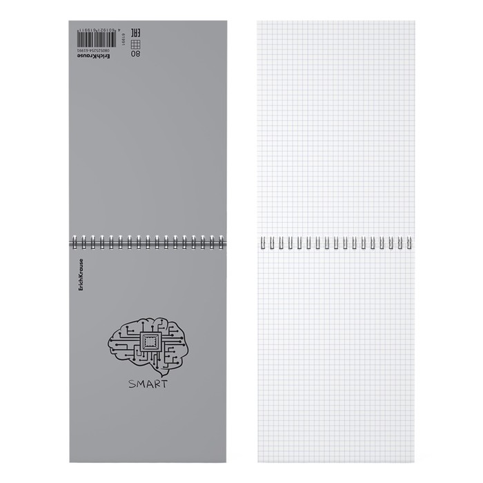 Блокнот A5, 80 листов, клетка на спирали, ErichKrause, Life Style, серебристый, пластиковая обложка