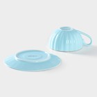 УЦЕНКА Чайная пара фарфоровая Доляна «Вивьен», 2 предмета: чашка 200 мл, блюдце d=15 см, цвет голубой - Фото 4