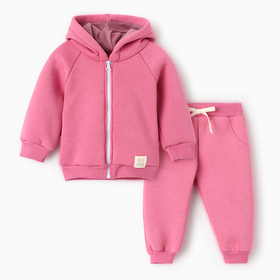 Костюм для девочки (толстовка, брюки) «Крошка Я» BASIC LINE, рост 74-80 см, ярко-розовый