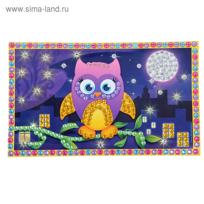 Аппликация стразами "Совушка" 8 цветов - Фото 1